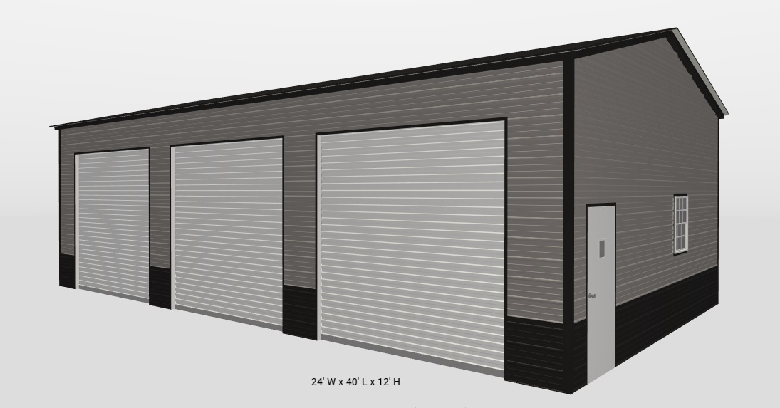 24 X 40 X 12 3- Bay Metal Garage - Metal Buildings, Carports, Barns & More:   - Your Source for Quality Structures